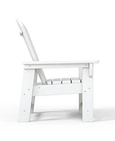 Kids 3-Piece Outdoor Hdpe Adirondack Chairs With Square Side Table Set