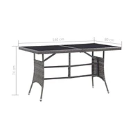 Patio Table Gray 55.1"x31.5"x29.1" Poly Rattan