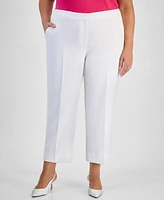 Kasper Plus Elastic-Back Side-Slit Pants