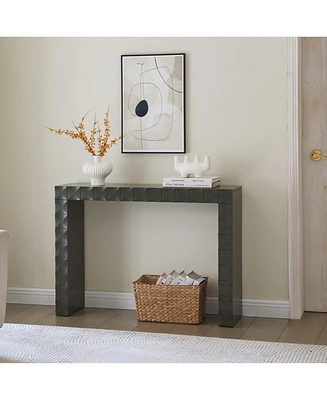 Kings Brand Furniture Turlock Wooden Console Table - Minimalist Sofa Table, Side Entryway and Display (Lemon Pepper)