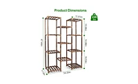 Multi-tier Wooden Plant Stand 11 Potted Flower Display Shelf Rack Vase Holder for Patio Balcony Garden