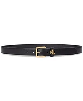 Lauren Ralph Logo-Keeper Leather Skinny Belt