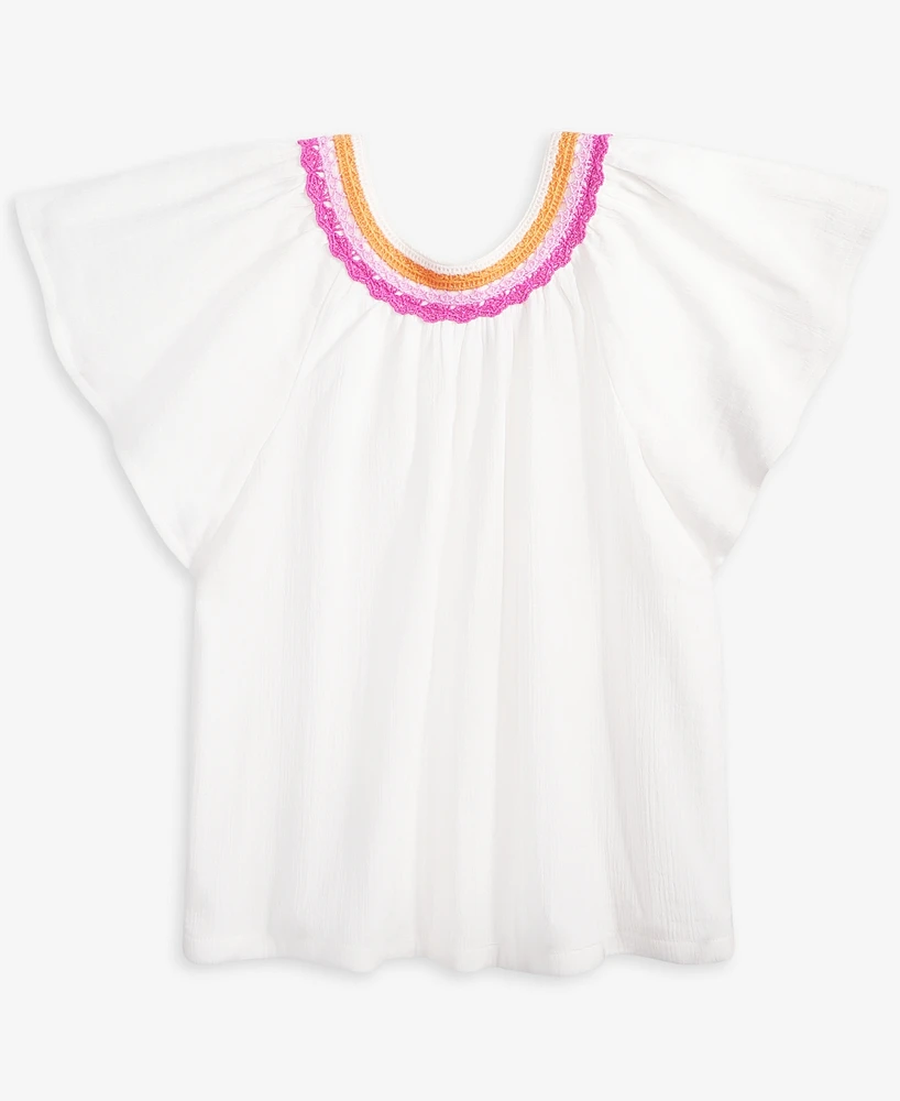 Epic Threads Big Girls Cotton Crochet-Trim Swing Top, Exclusively at Macy's