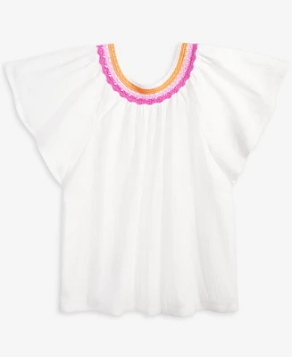Epic Threads Big Girls Cotton Crochet-Trim Swing Top, Exclusively at Macy's