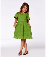 Deux par Toddler Girls Frill Sleeve Dress With Embroidery Green - Toddler|Child