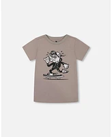 Deux par Big Boys Organic Cotton Graphic Tee Gray, Black And White