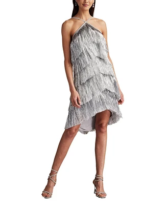 Tadashi Shoji Remedy Metallic Fringe Mini Dress