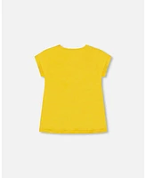 Deux par Big Girls Organic Cotton Tee Yellow And Birds