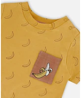 Deux par Baby Boys Printed Cotton Top And Short Set Brown, Yellow, Bananas