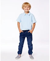 Deux par Toddler Boys Short Sleeve Polo Shirt Pale Blue - Toddler|Child