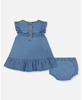 Deux par Baby Girls Light Soft Denim Dress And Bloomer Set