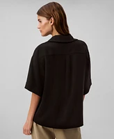 Calvin Klein Women's Collared Draped Faux-Wrap Top