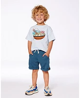 Deux par Toddler Boys Short Sleeve Graphic Tee Blue And Ramen - Toddler|Child