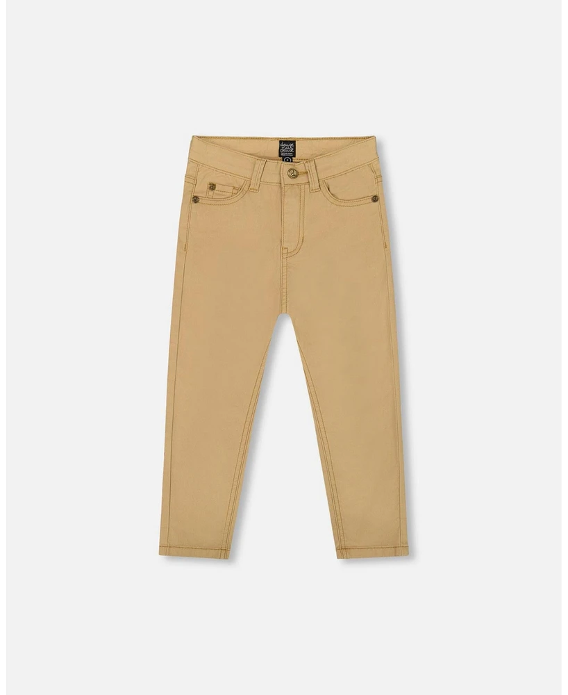 Deux par Toddler Boys Stretch Twill Pants Light Golden Beige - Toddler|Child