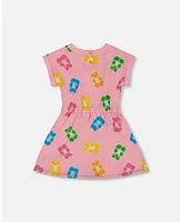 Deux par Big Girls Printed French Terry Dress Pink Multicolored Gummies