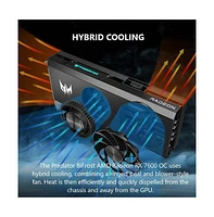 acer Predator BiFrost Amd Radeon RX7600 Overclocking Graphics Card | 8GB GDDR6 128-bit 18 Gbps | Dual Fan Hybrid Cooling and Vapor Chamber | Tpd 180W