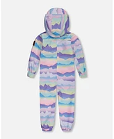 Deux par Kids Unisex Printed Mid-Season One-Piece Outerwear Mauve And Blue, Pink Mountain - Toddler|Child