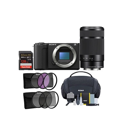 Sony Alpha ZVE10 Ii | Aps-c Interchangeable Lens Mirrorless with 16-50mm Lens Kit | Designed for Content Creators | Black with Sony 55-210mm f/4.5-6.3