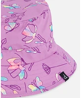 Deux par Toddler Printed Beach Sun Hat Old Mauve And Multicolored Butterflies