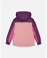 Deux par Big Girls Colorblock Mid-Season Jacket Pale Pink, Fuchsia, And Mauve