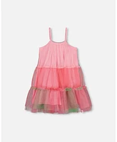 Deux par Toddler Girls Sleeveless Color Block Tulle Dress Pink And Green - Toddler|Child