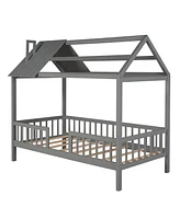 House Bed with Fence for Kids' Room, Safe and Playful Design