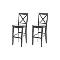 Set of 2 Back Bar Stools with Classic Design