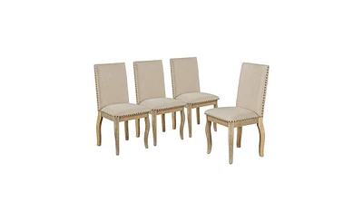 Set of 4 Upholstered Dining Chairs with Nailhead Trim for Dining Room or Kitchen