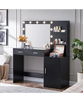 Vanity Desk with Mirror and Led Lights for Makeup Grooming