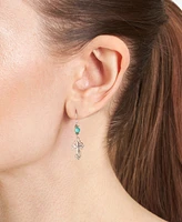 Stone Bead & Arrow Linear Drop Earrings in Sterling Silver