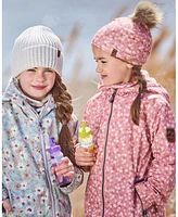 Deux par Deux Baby Girls Printed Jacket Two-Piece Mid-Season Outerwear Set Small White Flowers On Pale Pink And Gray