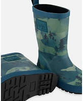 Boy Printed Rain Boots Forest Green With Black Pines - Toddler|Child