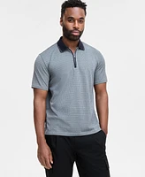 Karl Lagerfeld Paris Men's Performance Stripe Zip Polo Shirt