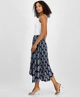 T Tahari Women's Printed Asymmetrical Maxi Skirt