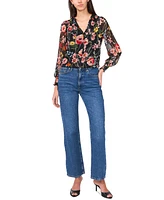 Sam & Jess Petite Floral Smocked-Shoulder Blouse