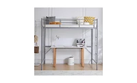 Loft Bed with Safety Guardrails and 2 Built-in Ladders for Secure and Space-Saving Bedroom Design