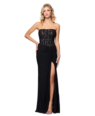 Betsy & Adam Women's Lace-Bodice Corset Gown