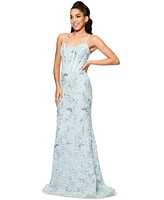 Betsy & Adam Women's Sequined Lace Corset Gown