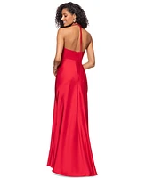 Betsy & Adam Women's Ruched Halter Gown