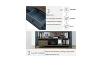 Retro Console Table with Two Open Shelves for Entryway, Living Room or Hallway Decor