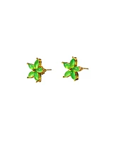 Flora; Green jade stud earrings