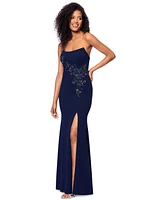 Betsy & Adam Women's Embroidered Strapless Gown