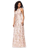 Betsy & Adam Women's Sequined Soutache Halter Gown