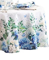 Elrene Hydrangea Bloom Floral Double Border Round Tablecloth, 70" X 70"