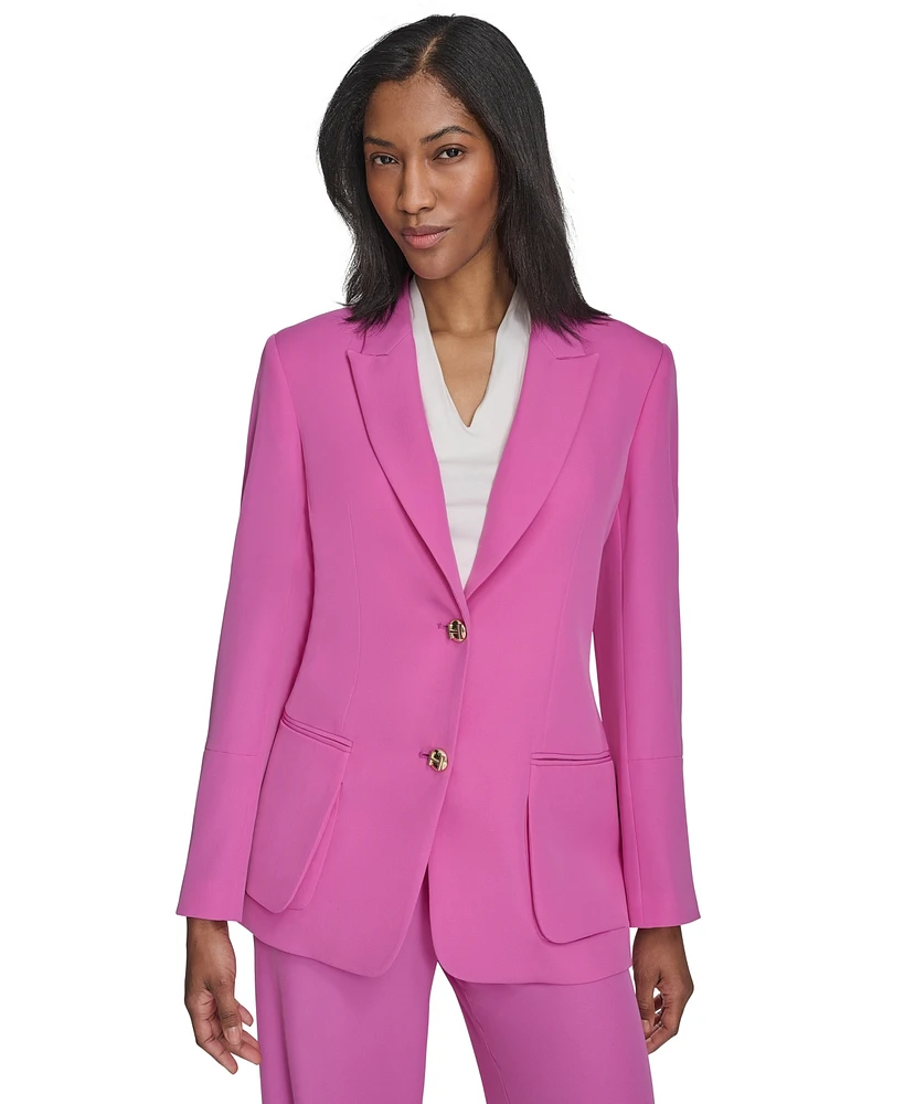 Halston Women's Notched-Collar Two-Button Blazer