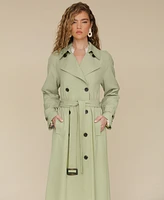 Avec Les Filles Women's Double-Breasted Maxi Trench Coat