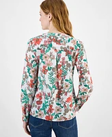 Tommy Hilfiger Women's Floral Split-Neck Top