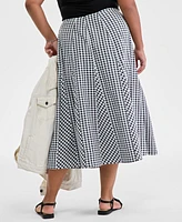 On 34th Trendy Plus Gingham Seersucker Midi Skirt, Exclusively at Macy's