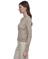 Dkny Jeans Petite Striped Crewneck Sweater