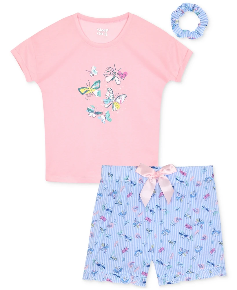 Max & Olivia Big Girls Butterfly-Print 2-Pc. Shorts Pajama Set